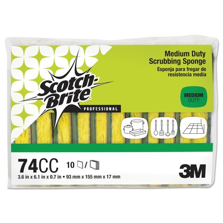 Scotch-Brite Professional Medium-Duty Scrubbing Sponge, 3 1/2 x 6 1/4, PK10 74CC